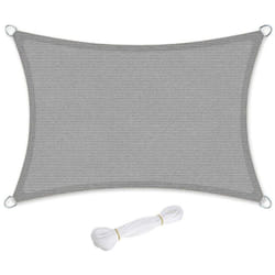 Voile d'ombrage toile tendu en HDPE 2 x 3 m protection salaire extérieure respirant pour balcon terrasse jardin anthracite