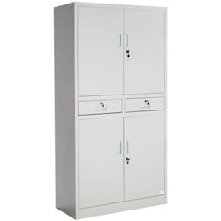 Helloshop26 - Armoire métallique étagère meuble 2 compartiments + 2 tiroirs gris
