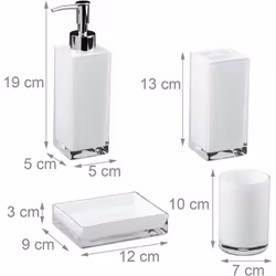 Ensemble 4 pièces salle de bain Aspect esthétique Dans un design moderne et élégant Distributeur de savon capacité 300 ml Gob ...