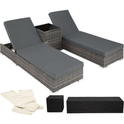 Bain de soleil duo 5 positions avec 2 sets de housses + housse de protection gris