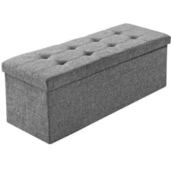 Banc coffre de rangement pliable tissu gris clair