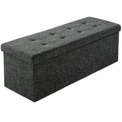 Helloshop26 - Banc coffre de rangement pliable tissu gris foncé