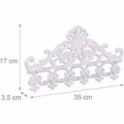Détails sur le porte-manteaux en fonte • Dimensions H x l x P: 17 x 35 x 3,5 cm • Ecart entre les crochets: 2 cm • Charge max ...