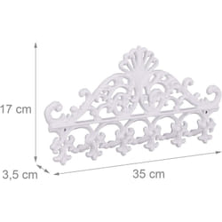 Porte-manteaux mural patères 5 crochets antique blanc