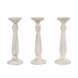 Set de 3 bougeoirs Chandelier blanc vieilli Bougies non incluses Convient pour les bougies de bâton avec un diamètre de 2 cm ...