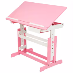 Plateau de travail inclinable. Les pieds du bureau sont réglables en hauteur (7 positions). 2 Baguettes de butée sur la face  ...