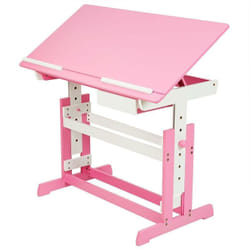 Helloshop26 - Bureau enfant meuble réglable en hauteur et inclinable rose