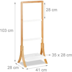Helloshop26 - Porte pied rangement support pour serviettes de bain 3 barres 103 cm bambou