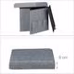Tabouret coffre de rangement - Lin - Gris - Pliant - 40L - 300kg de charge maximale
