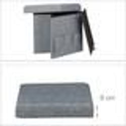 Tabouret coffre de rangement - Lin - Gris - Pliant - 40L - 300kg de charge maximale