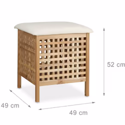 Tabouret de salle de bain avec coffre de rangement et coussin d'assise. En bois de noyer, un design moderne et élégant. Vous  ...