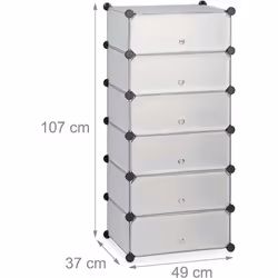 Armoire à chaussures en plastique Dimensions HxlxP: 107 x 49 x 37 cm Dimensions par compartiment HxlxP: 17 x 45 x 35 cm Poids ...