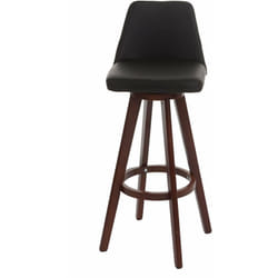 Tabouret de bar chaise de comptoir en synthétique marron pivotant pieds en bois foncé 040005277