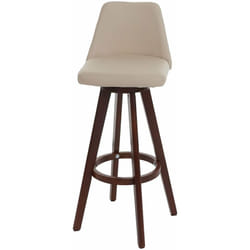 Tabouret de bar chaise de comptoir en synthétique crème pivotant pieds en bois foncé 040005278