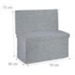 Tabouret pouf coffre de rangement pliant en lin 76 cm gris