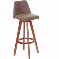 Tabouret de bar chaise de comptoir en tissu marron vintage pivotant pieds en bois clairs Rotatif à 360° Rembourrage confortab ...