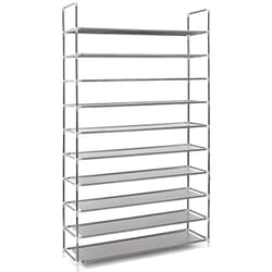 Helloshop26 - tagère à chaussures pour 50 paires meuble range-souliers 10 étages compartiments rangement couloir cave 175,5 cm gris