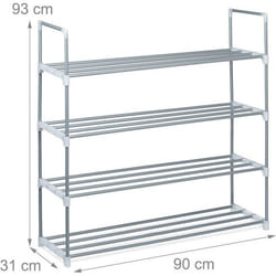 Meuble a chaussures en metal 4 etages pour 16 paires gris