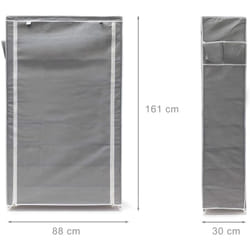 Meuble étagère armoire à chaussures tissu fermeture éclair 161 cm gris