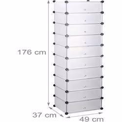 Meuble armoires chaussures casiers plastique modulable rangement 20 paires transparent