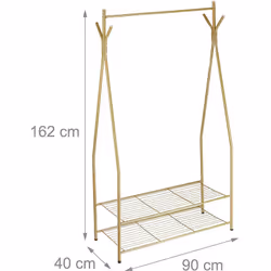Détails sur le portant avec rangement • Dimensions totale H x l x P: 162 x 90 x 40 cm • Poids: 4 kg • En métal laqué poudré • ...