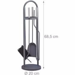 Dimensions totales H x D : env. 68,5 x 20 cm Pèse environ 2 kg En acier et inox Couleur: gris, argenté Serviteur de cheminée  ...