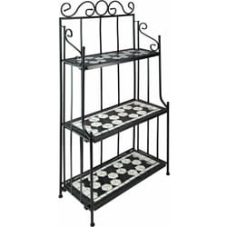 Helloshop26 - tagère pour plantes mosaïque 3 niveaux 114 cm noir/blanc