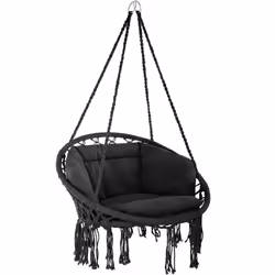 Fauteuil suspendu - Helloshop26 - ELISA - Diamètre 80 cm - Noir - Confortable et esthétique