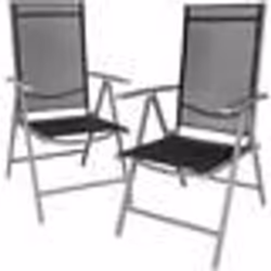 Lot de 2 chaises de jardin pliantes noir/gris