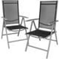 Lot de 2 chaises de jardin pliantes noir/gris