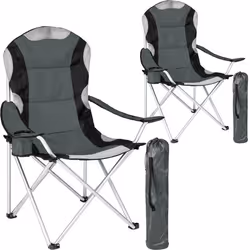 Lot de 2 chaises pliantes camping jardin avec rembourrage gris