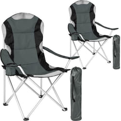 Lot de 2 chaises pliantes camping jardin avec rembourrage gris