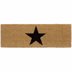 Voilà un paillasson facile d'entretien et de composition naturelle, un paillasson étroit avec une étoile comme motif. En fibr ...
