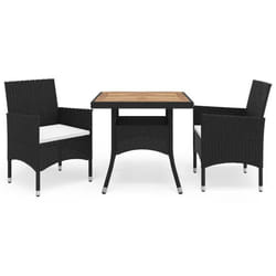 Ensemble a dîner salon de jardin meuble d exterieur 3 pieces noir resine tressee et acacia