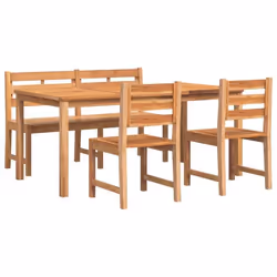 Ensemble de salle à manger de jardin - MARQUE - Teck massif - 4 pièces - Résistant aux intempéries - Confortable