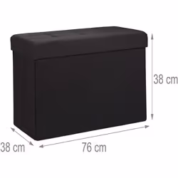 Tabouret banquette pouf de rangement pliant coffre repose pieds 76 cm noir lin