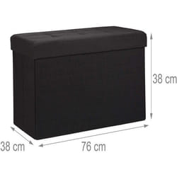 Tabouret banquette pouf de rangement pliant coffre repose pieds 76 cm noir lin
