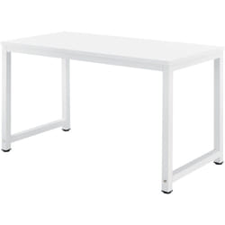 Helloshop26 - Bureau réglable poste de travail table bois mélaminé 120 cm blanc