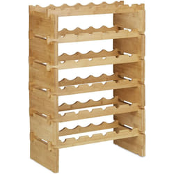 Helloshop26 - tagère porte-bouteilles empilable en 6 niveaux 86 cm bambou