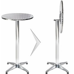 Helloshop26 - Mange debout aluminium diamètre table 60 cm diamètre pied 6,5 cm pliable hauteur réglable 74/114 cm gris