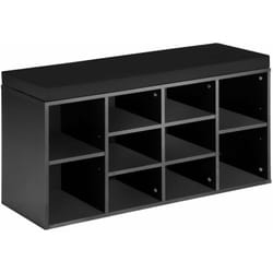 Meuble à chaussures étagère meuble banc noir