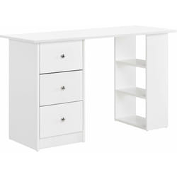 Bureau table secrétaire poste de travail informatique plat de bois mélaminé blanc 120 x 49 x 72 cm