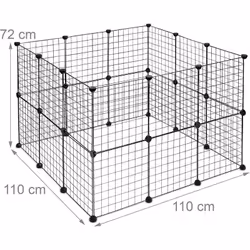 Enclos grille en un clin d’œil Dimensions avec 24 panneaux H x L x P : env. 72 x 110 x 110 cm Écart entre les barreaux du gri ...