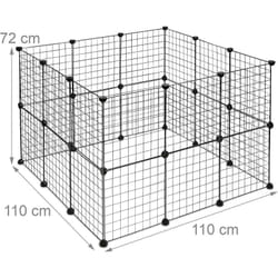 Helloshop26 - Enclos pour petits animaux domestiques parc extensible cage grille clapier grillage pack de 24 noir