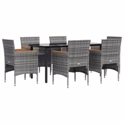 Mobilier de jardin - Non spécifié - Ensemble 7 pièces - Gris et noir - Résistant aux intempéries - Confortable