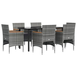 Mobilier de jardin - Non spécifié - Ensemble 7 pièces - Gris et noir - Résistant aux intempéries - Confortable