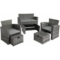 Salon de jardin rotin résine tressé synthétique 4 places avec housse de protection gris
