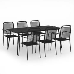 Mobilier a dîner d exterieur 7 pieces corde en coton et acier noir
