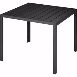 Design moderne et intemporel. Utilisation polyvalente intérieur / extérieur. Surface de la table en panneaux aspect bois. Lég ...
