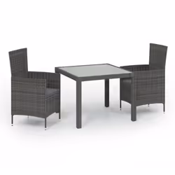 Mobilier de jardin - Non spécifié - Ensemble table et chaises - Résine tressée - Acier enduit de poudre - Gris
